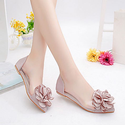 Women's Flats Spring / Fall Ballerina / Pointed Toe Leatherette Outdoor / Office & Career / Casual Flat Heel Applique