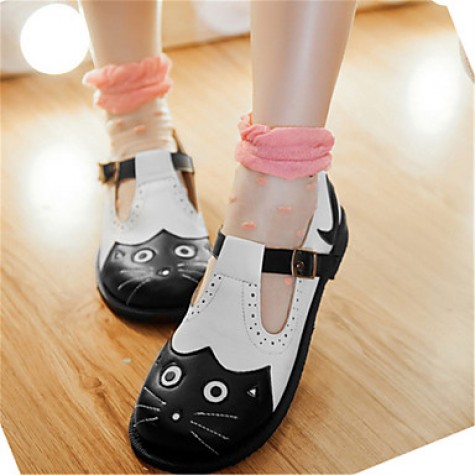 Women's Spring / Summer / Fall / Winter Round Toe Leatherette Outdoor / Dress / Casual Flat Heel Black