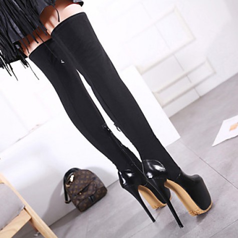 Women's Boots Spring/Fall /Winter Fashion Boots Synthetic Party & Evening / Casual Stiletto Heel Black Snow Boots