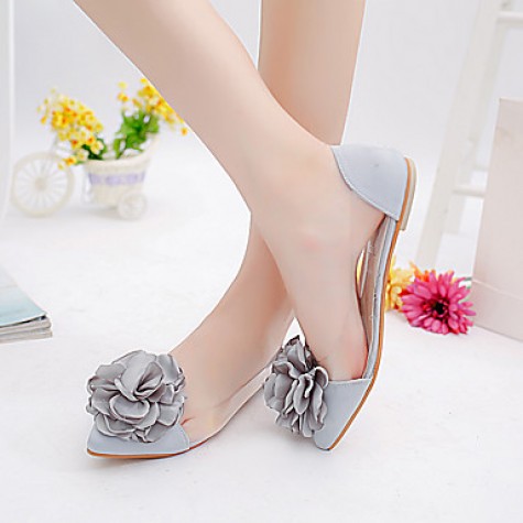 Women's Flats Spring / Fall Ballerina / Pointed Toe Leatherette Outdoor / Office & Career / Casual Flat Heel Applique