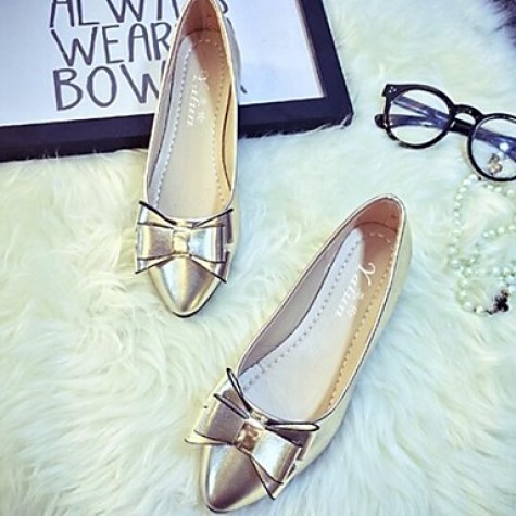 Women's Flat Heel Pointed Toe Fashion Pumps Bowknot Shoes