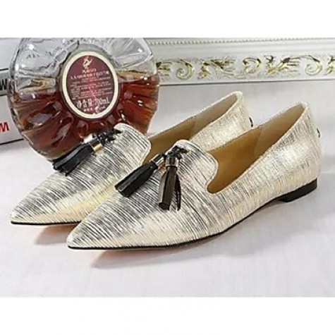 Women's Flats Spring / Summer / Fall / Winter Comfort Pigskin Casual Low Heel Tassel Silver / Gold Others