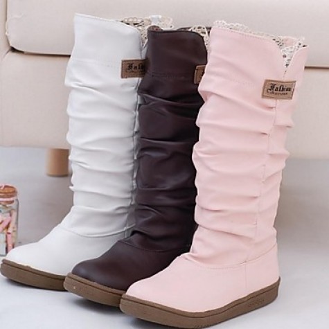 Women's Fall / Winter Fashion Boots Leatherette Dress Platform Black / Brown / Yellow / Pink / White