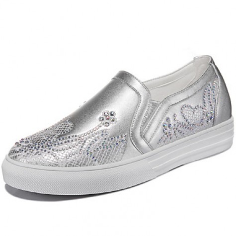 Women's Shoes Synthetic Spring / Fall / Winter Moccasin Totes Athletic / Casual Flat Heel Glitter Silver / White